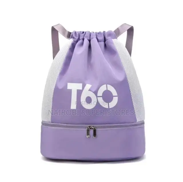 T60 Drawstring Swimming Bag– With Mesh Panels Bottom Zip Compartment