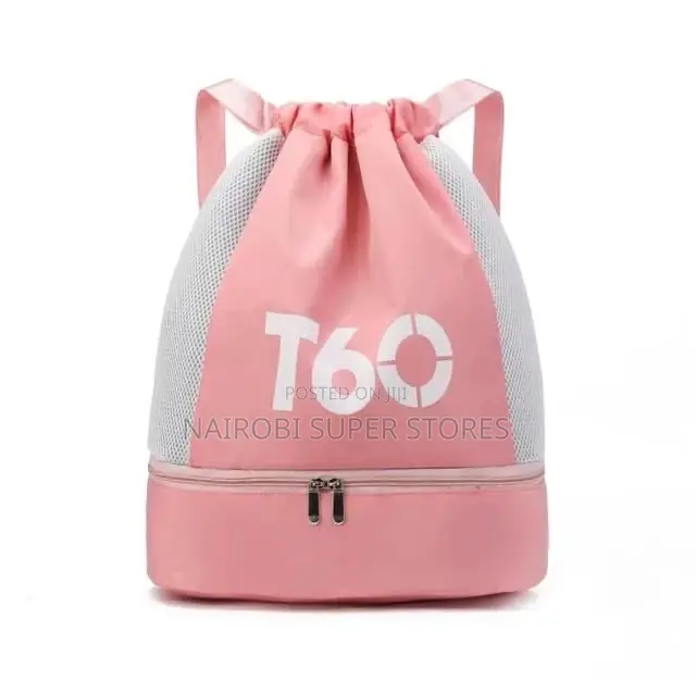 T60 Drawstring Swimming Bag– With Mesh Panels Bottom Zip Compartment