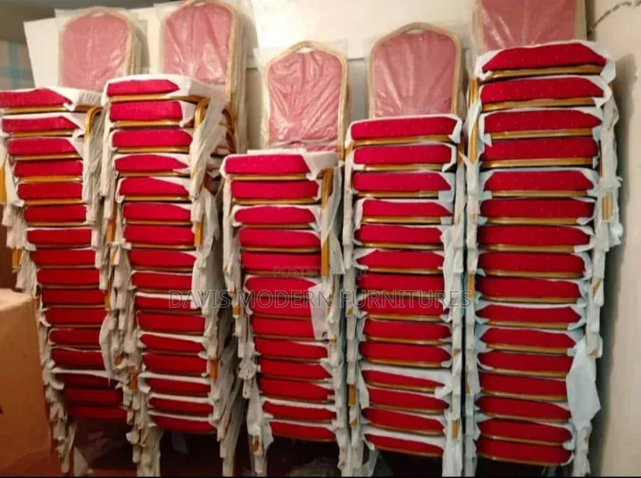Red Upholstered Stackable Banquet Chairs