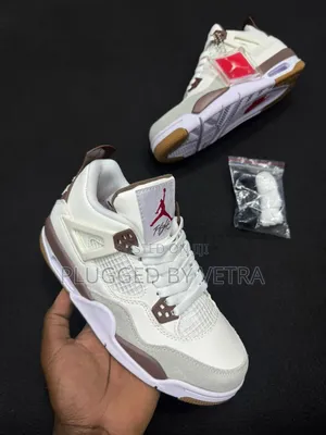 Nike Air Jordan 4 Retro "Mocha" in White Leather, Grey Suede Overlays