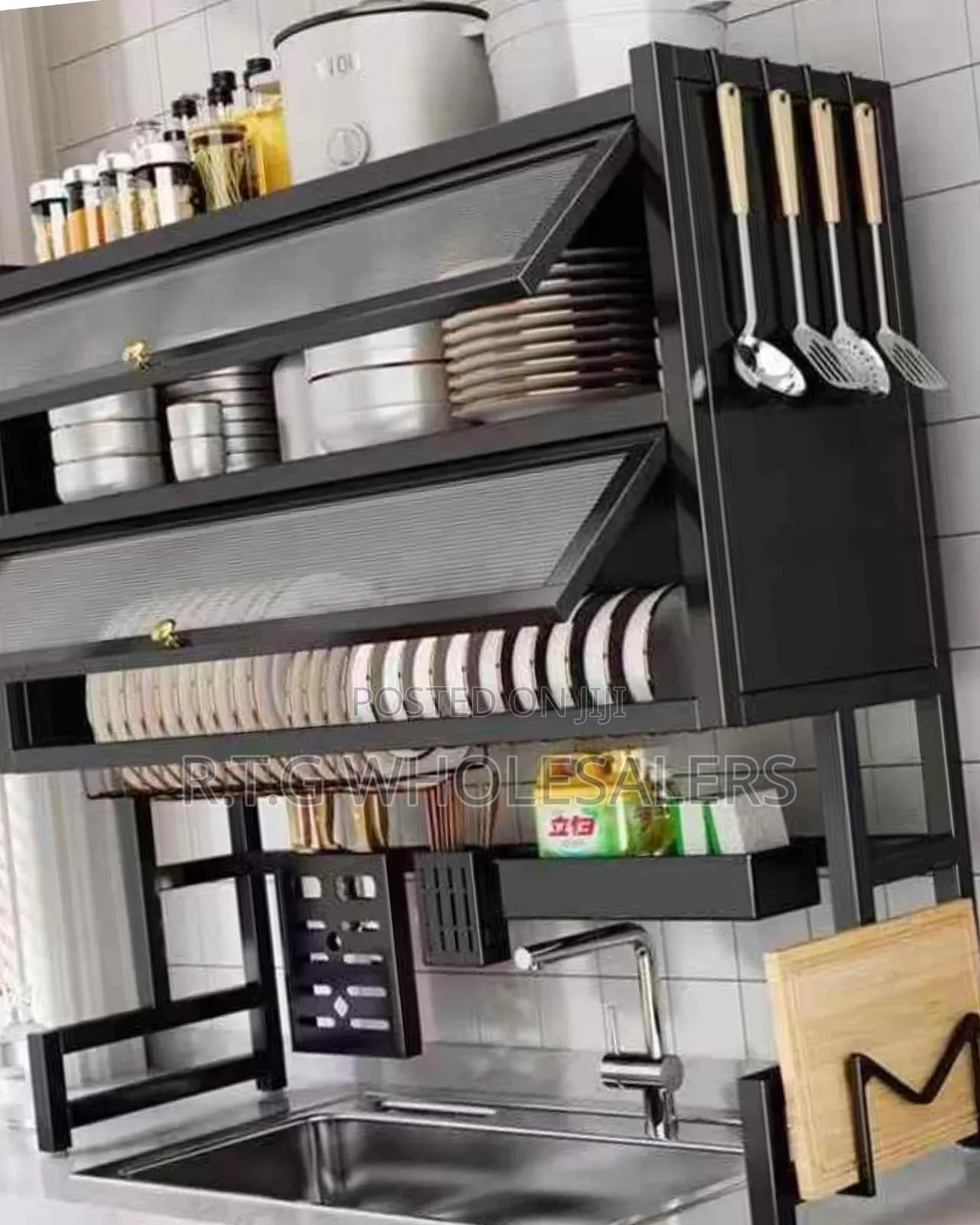 Premium 2-Tier Kitchen Dish Rack With Acrylic/Glass Cover
