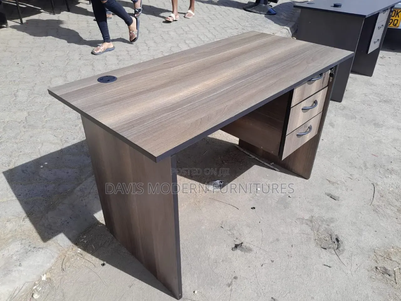 Office Desk With Walnut Wood-Grain Finish