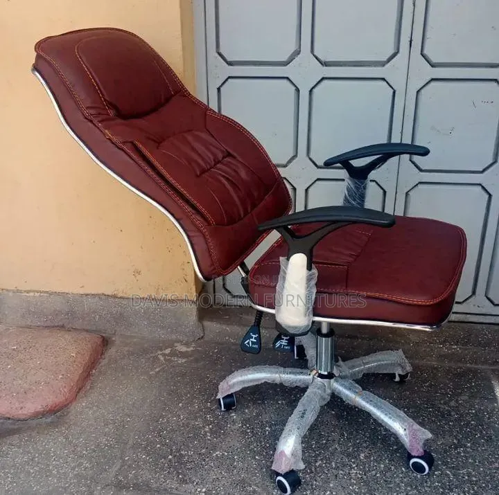 Burgundy Pu Leather and Reclining Function Office Chair