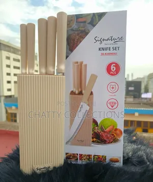 5 PCS Cream Signature Knife Set With a Knife Stand
