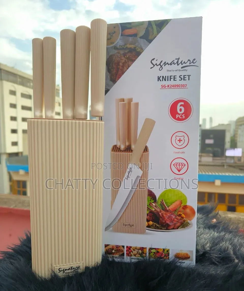 5 PCS Cream Signature Knife Set With a Knife Stand