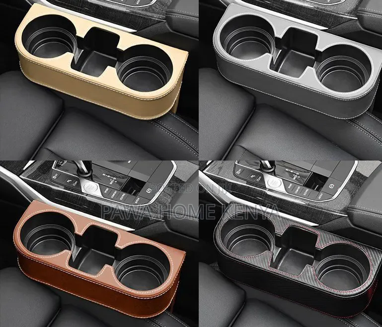 Leather Car Cup Holder With Phone Holder