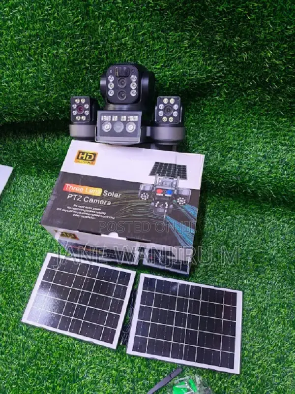 V380 4g Triple Lens 3 Lens Dual Panels With 15x Zoom Solar Camera