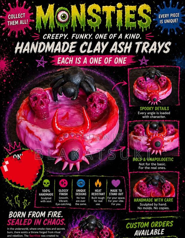 Custom Clay Ashtrays Monsties - thumbnail 3