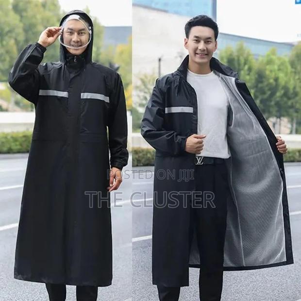 Heavy-duty Waterproof Adult Raincoat With Hood – Long Length (110cm),