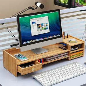 Desktop Computer Bamboo Monitor Stand