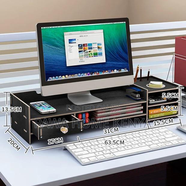 Desktop Computer Bamboo Monitor Stand - thumbnail 3
