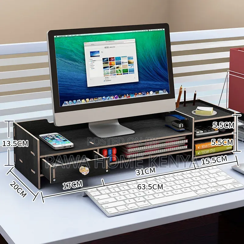 Desktop Computer Bamboo Monitor Stand