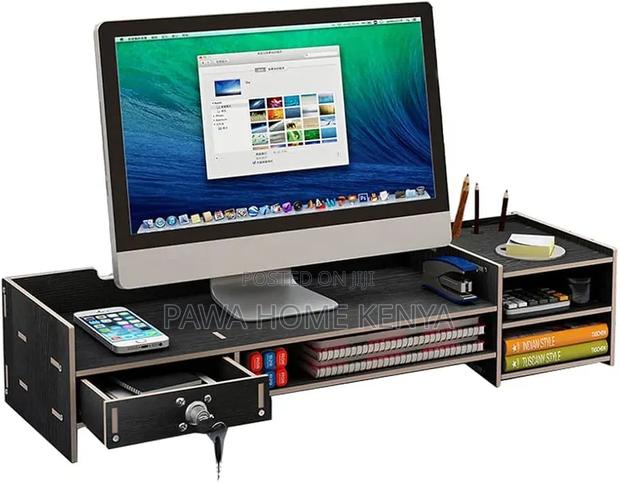 Desktop Computer Bamboo Monitor Stand - thumbnail 4