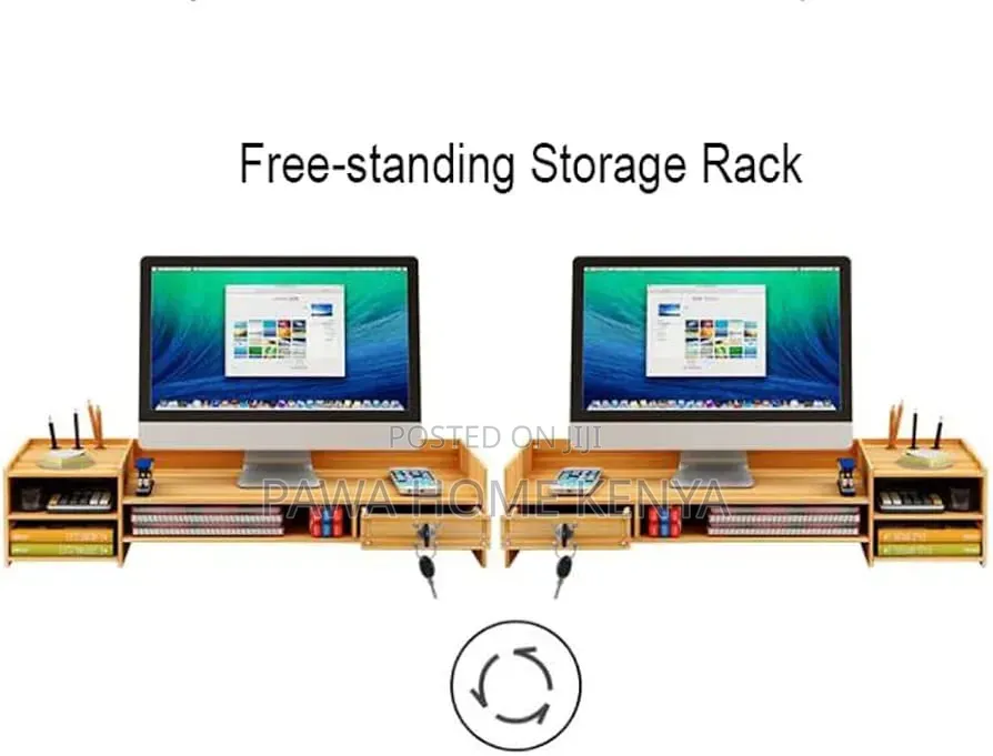 Desktop Computer Bamboo Monitor Stand