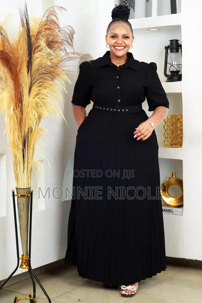 Plaited Long Black Dress.