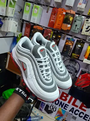 Air Max 97 White-Bullet in *Grey White Red* Colourway.