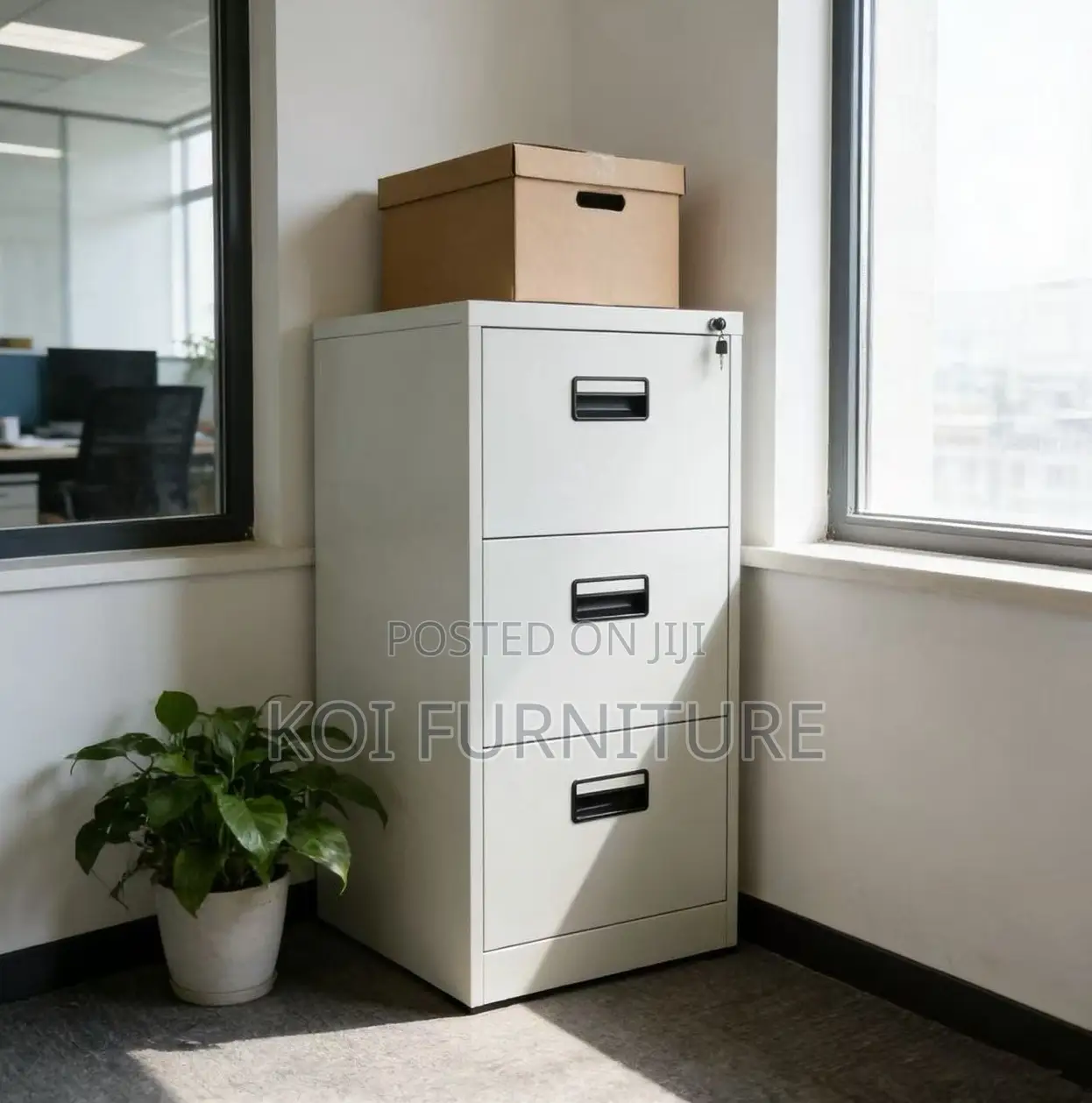 Office Cabinet; Executive Office Cabinet With Three Steel Drawers