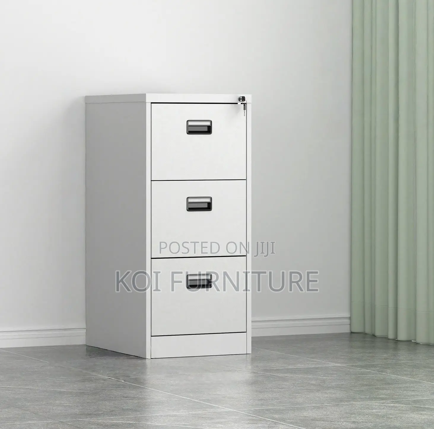 Office Cabinet; Executive Office Cabinet With Three Steel Drawers