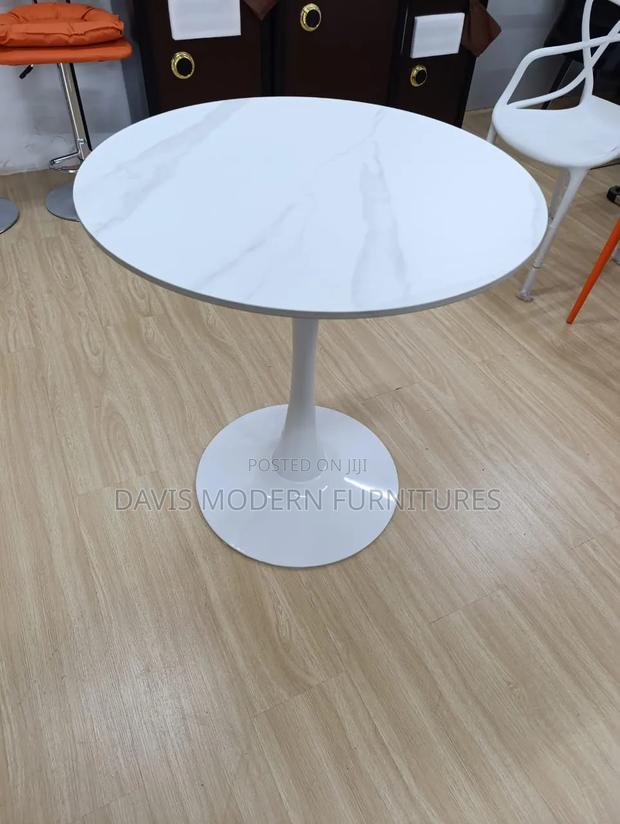 Marble -Top With Glossy White Base Table