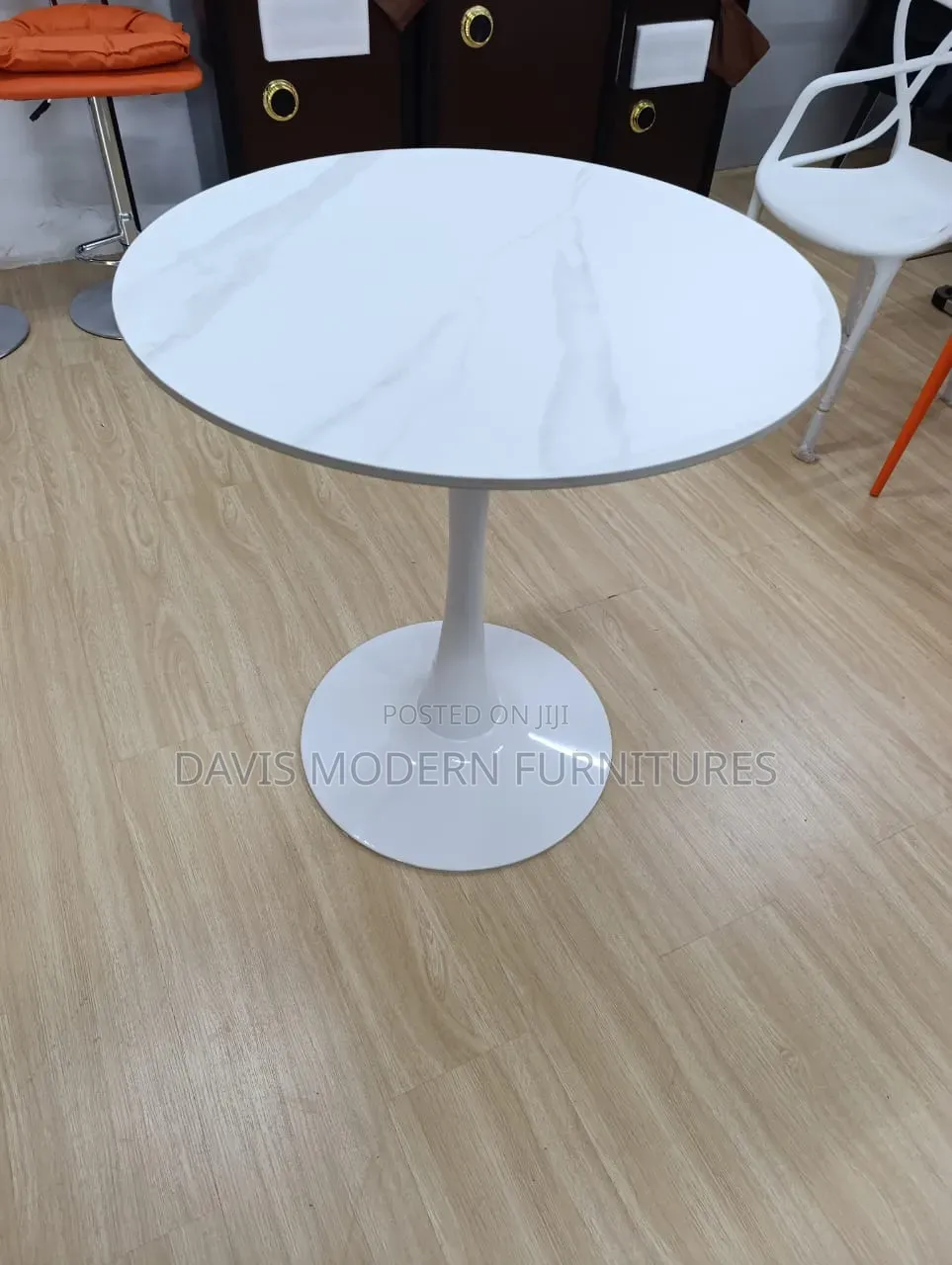 Marble -Top With Glossy White Base Table