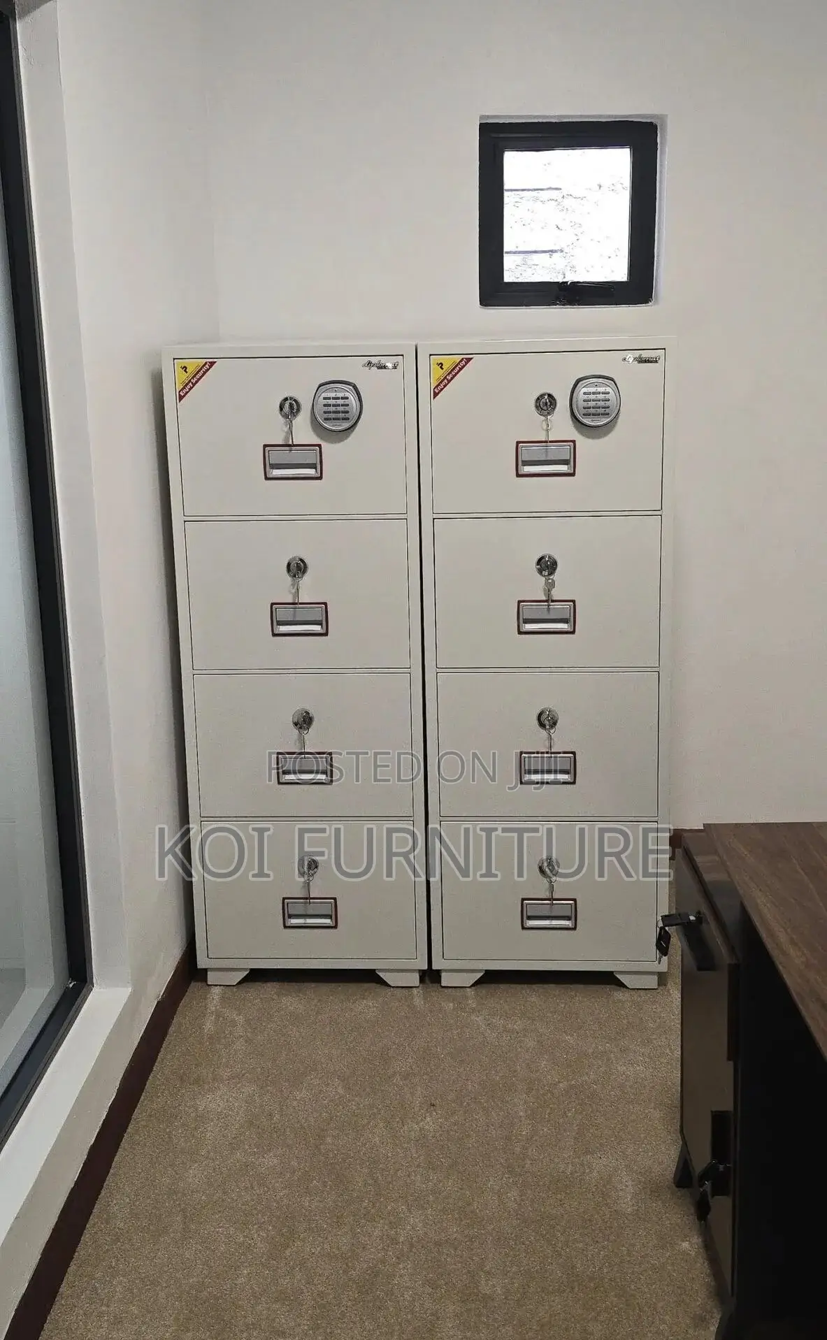 Office Safe; Power Strip Fireproof Executive Safe With 4 Drawers