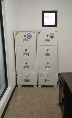 Office Safe; Power Strip Fireproof Executive Safe With 4 Drawers