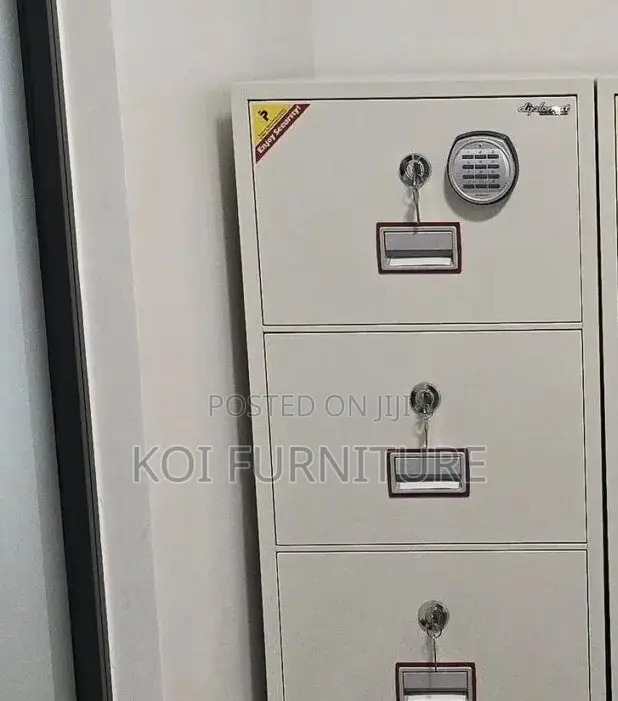 Office Safe; Power Strip Fireproof Executive Safe With 4 Drawers