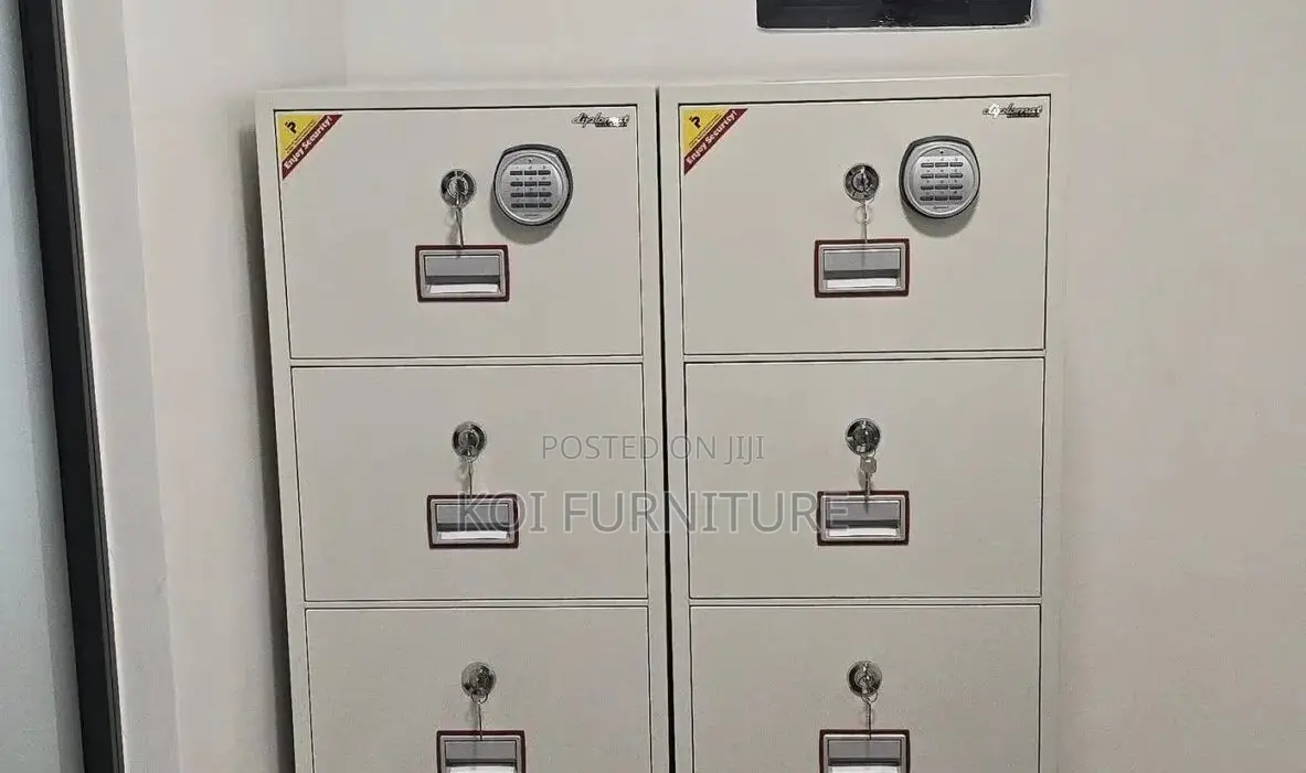Office Safe; Power Strip Fireproof Executive Safe With 4 Drawers