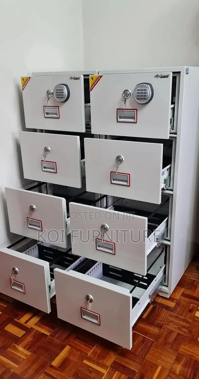 Office Safe; Power Strip Fireproof Executive Safe With 4 Drawers
