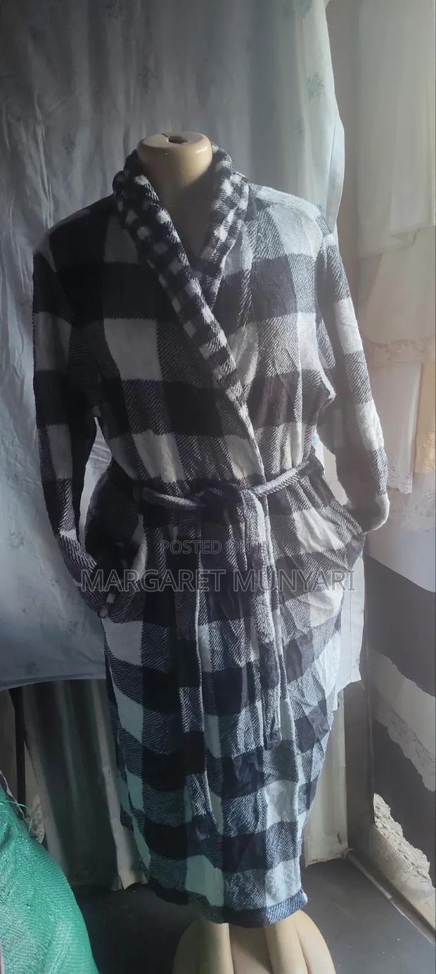 Checked Black and White Dressing Gown