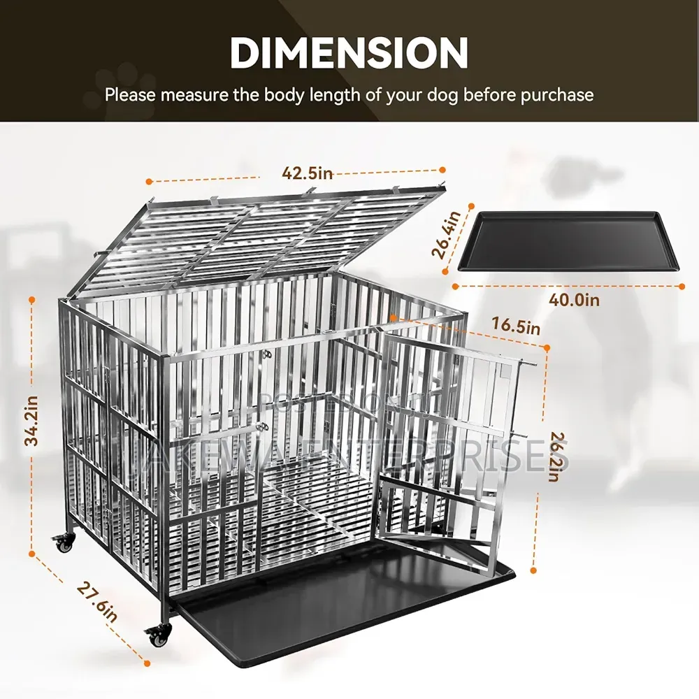 Imported Heavy Duty Dog Kennel / Cage + Wheels and Tray Indoor.