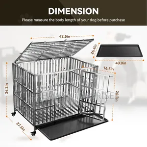 Imported Heavy Duty Dog Kennel / Cage + Wheels and Tray Indoor.