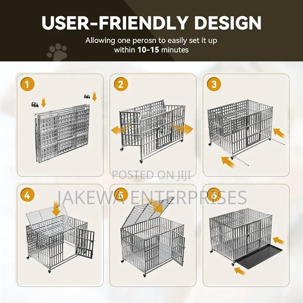 Imported Heavy Duty Dog Kennel / Cage + Wheels and Tray Indoor.