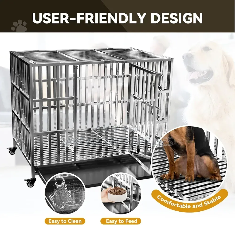 Imported Heavy Duty Dog Kennel / Cage + Wheels and Tray Indoor.