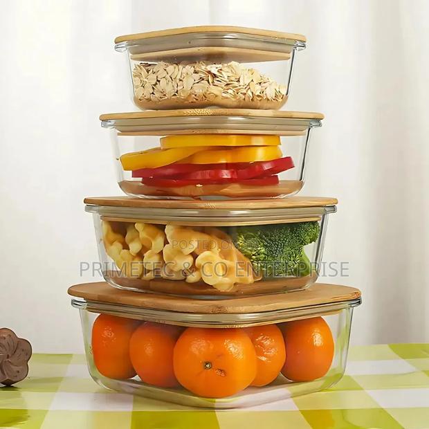 4 In1 Lock Fresh 4pc Heavy Glass Food Storage Containers