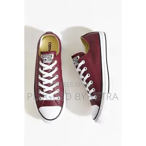 Burgundy Maroon Leather Converse Rubber Shoes.