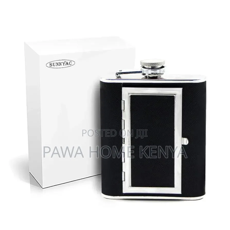Stainless Steel Hip Flask With a Cigarette Storage