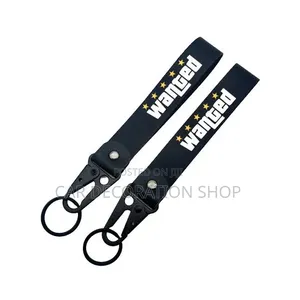 2pcs Nylon Lanyard Keychain for Car Enthusiast Branded "Wanted '