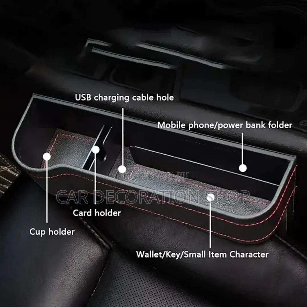 Multifunctional Seat Gap Organizer With Cupphone Holder Leather Finish