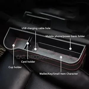 Multifunctional Seat Gap Organizer With Cupphone Holder Leather Finish
