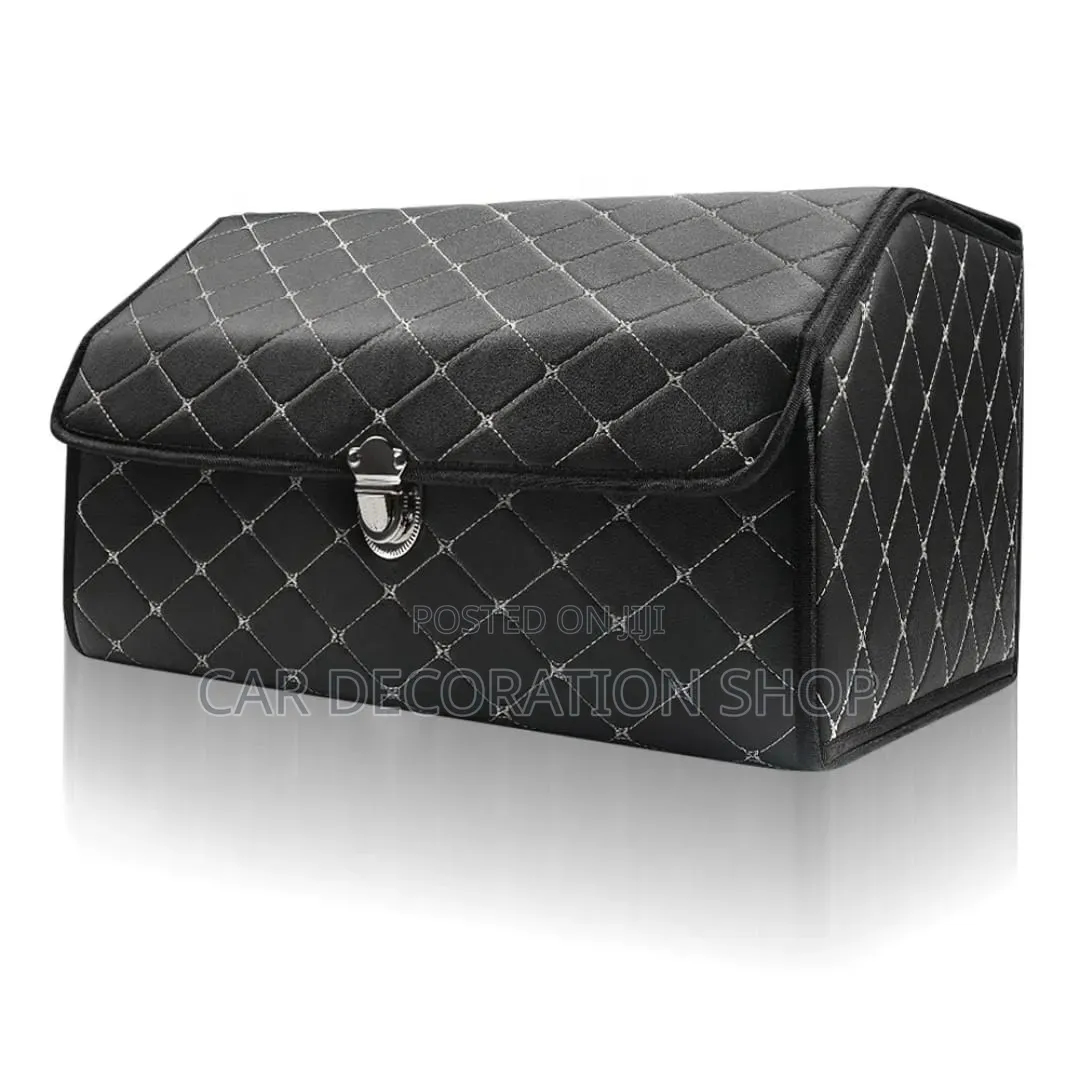 Foldable Trunk Boot Organizer Pu Leather Withdiamond Stitching Pattern