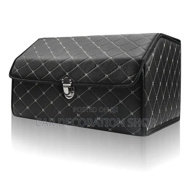 Foldable Trunk Boot Organizer Pu Leather Withdiamond Stitching Pattern