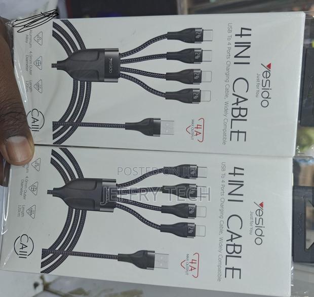 4-in-1 Nylon Usb Charging Cable With Two Type-C and Two Lightning Adap - thumbnail 2