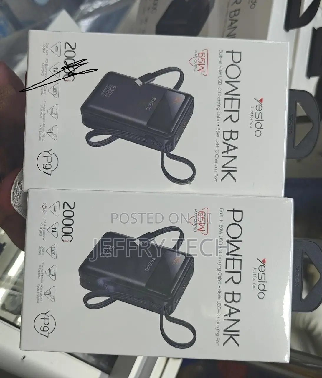 Yesido Yp97 20000mah Power Banks Featuring 65w Fast Charging.