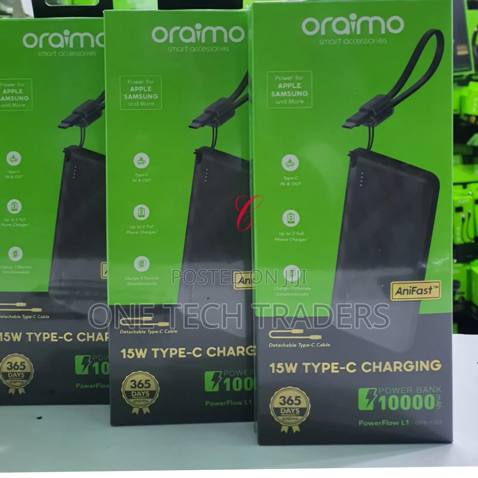 Power Bank, 15w 10000mah,With Detachable Type C Cable