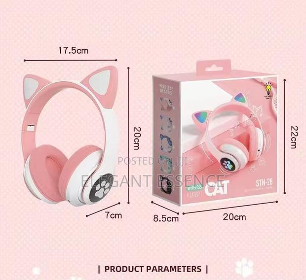 Glowing Cute Cat Ear Paw Led Headphones Wireless Girls Gift Kids Gamer - thumbnail 3