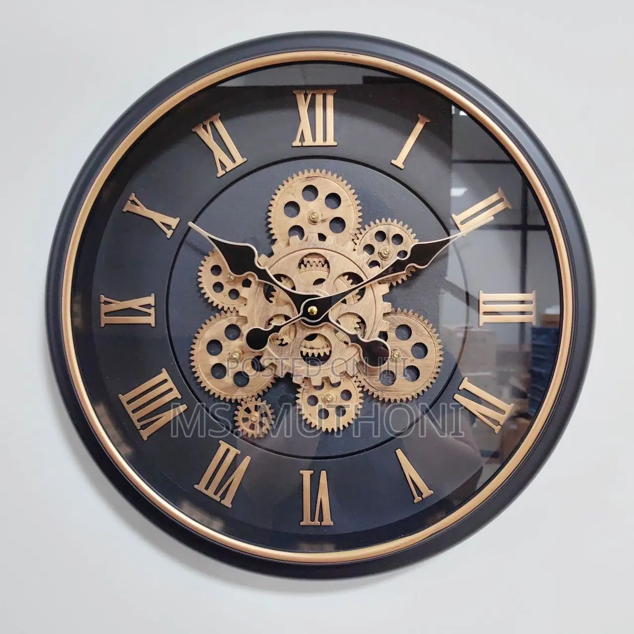 40 Cm Industrial-Style Moving Gear Wall Clock Ft Oman Numerals