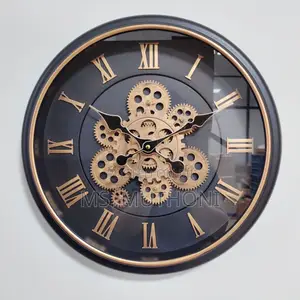 40 Cm Industrial-Style Moving Gear Wall Clock Ft Oman Numerals