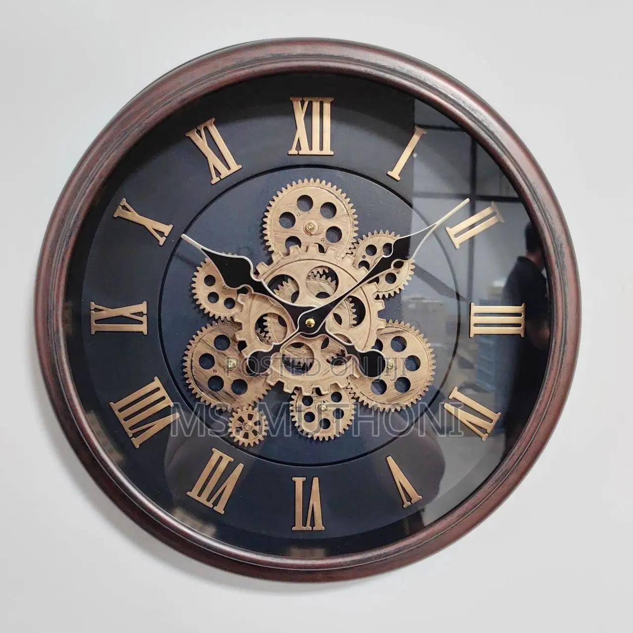 40 Cm Industrial-Style Moving Gear Wall Clock Ft Oman Numerals