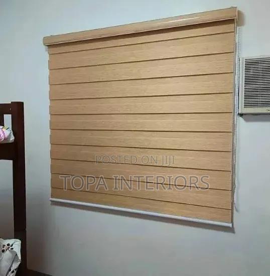 Light Brown Double Fold Horizontal Window Roller Blinds for Bedroom - main view